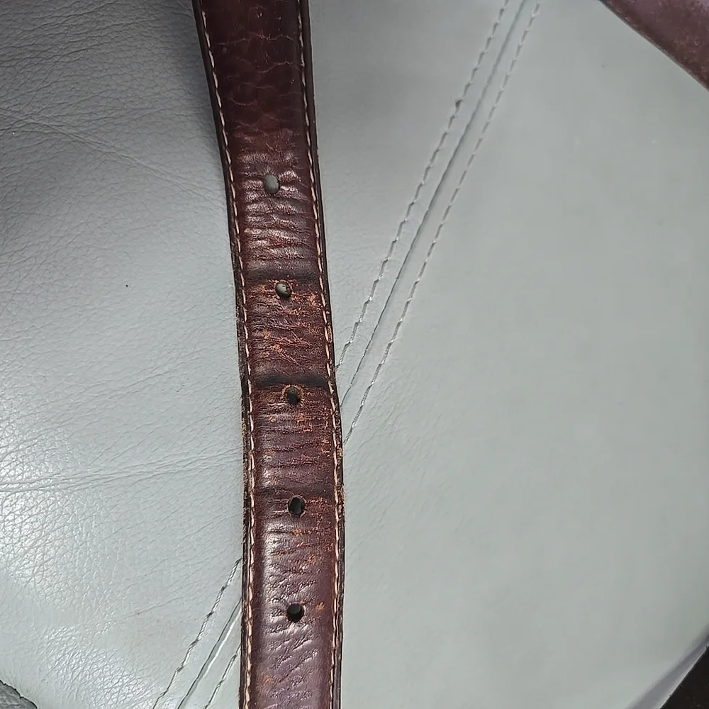 Vintage Fossil Italian‎ Full Grain Cowhide Brown Leather Golf Medallion Belt 36
